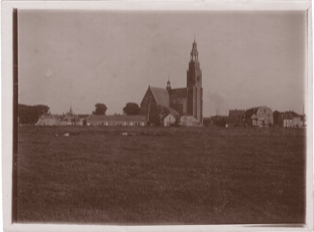 Weiland in de Kapelpolder met het kerkeiland en de Groote Kerk